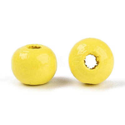 Spray Painted Round Natural Schima Wood Beads WOOD-A018-6mm-04-1
