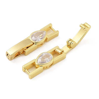 Rack Plating Brass Micro Pave Cubic Zirconia Watch Band Clasps KK-A234-016G-03-1