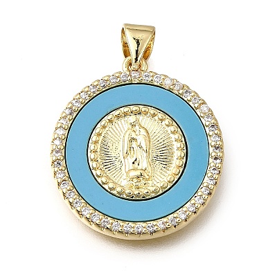 Easter Brass Clear Cubic Zirconia & Acrylic Pendants KK-G602-06G-02-1