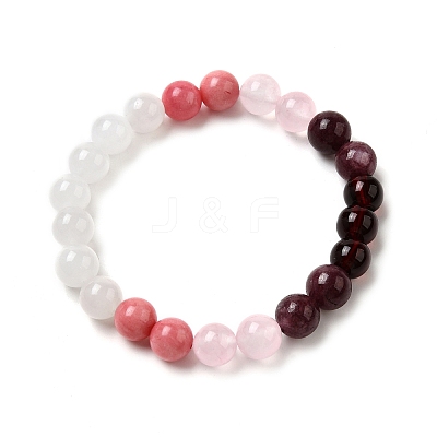 Bohemian Style Natural & Synthetic Mixed Gemstone Round Beaded Stretch Bracelets for Men NU8854-2-1