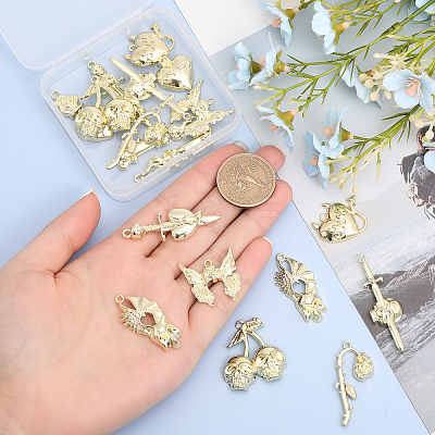 18Pcs 9 Style Rack Plating Alloy Pendants FIND-CA0007-41-1