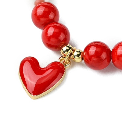 Valentine's Day Natural Dyed Mashan Jade Beaded Stretch Bracelets for Women BJEW-TA00575-1