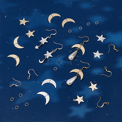 DIY Moon & Star Dangle Earring Making Kit DIY-UN0004-31-1