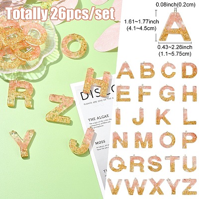 26Pcs 26 Styles Transparent Epoxy Resin Pendants CRES-YW0002-28G-1