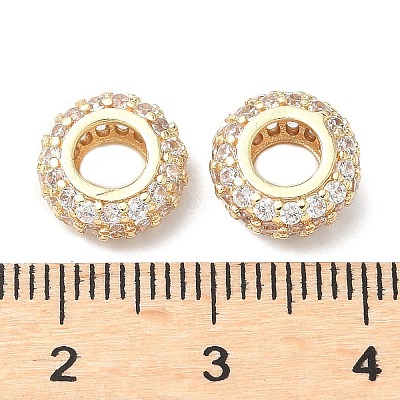 Brass Micro Pave Cubic Zirconia European Beads KK-A254-03B-G-1