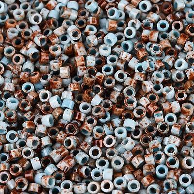 Opaque Picasso Cylinder Glass Beads SEED-Q039-06A-12-1