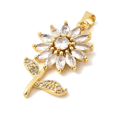 Brass Micro Pave Clear Cubic Zirconia Pendants KK-A296-07D-G-1