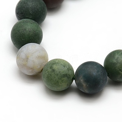 Frosted Natural Indian Agate Round Bead Strands LS-G-M063-10mm-01-1