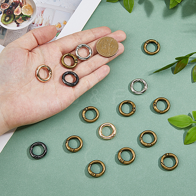 24Pcs 4 Colors Alloy Spring Gate Rings FIND-HS0001-26B-1