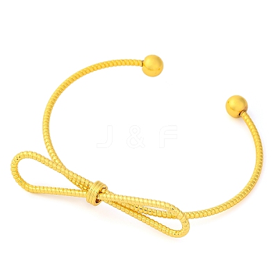 Bowknot Brass Cuff Bangles for Women BJEW-F477-05G-1