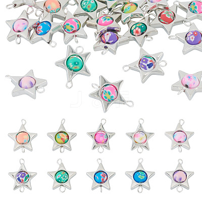 20Pcs Polymer Clay Star & CCB Frame Links Connector Charms CLAY-TADJ0001-06-1