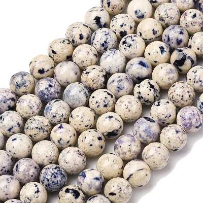 Natural Dyed Marble Beads Strands G-P593-8mm-02-1