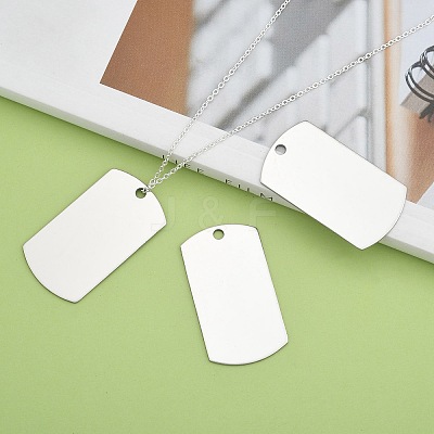 Non-Tarnish 201 Stainless Steel Rectangle Mirror Polished Finish Stamping Blank Tag Pendants X-STAS-S031-03-1