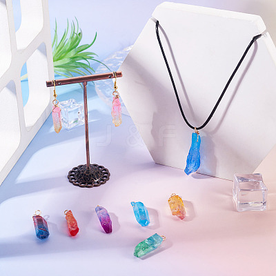 20Pcs Natural Dyed Quartz Pendants PALLOY-TAC0246-1