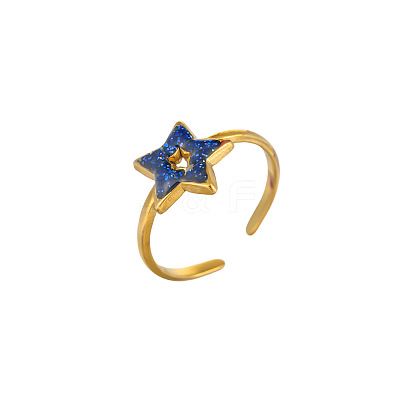 304 Stainless Steel Enamel Cuff Open Rings for Women WGFF25C-02-1