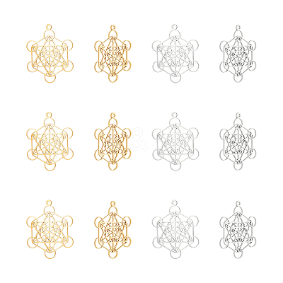 12Pcs 2 Colors 201 Stainless Steel Pendants STAS-UN0059-74-1