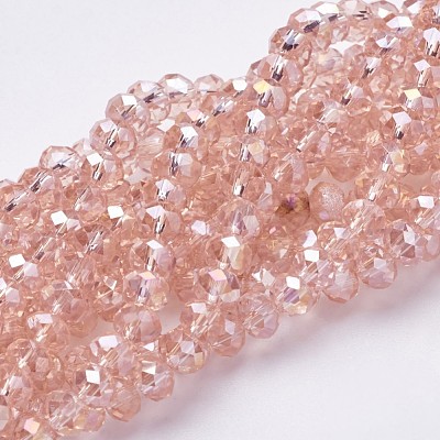 Electroplate Glass Beads Strands X-EGLA-D020-6x4mm-69-1