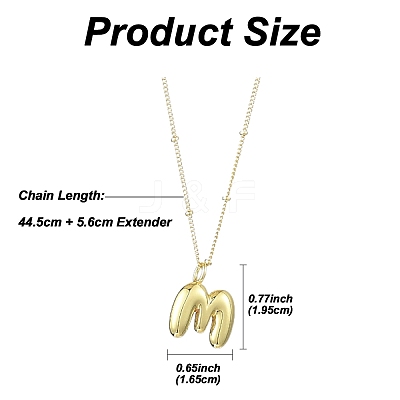 1Pc Initial Letter Brass Pendant Necklaces NJEW-YW0001-24M-1