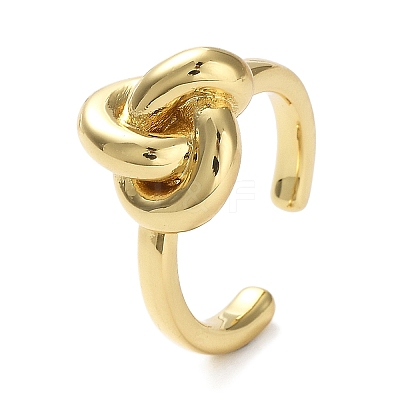 Rack Plating Brass Knot Open Cuff Rings for Women RJEW-Q777-06G-1