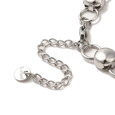 Non-Tarnish 304 Stainless Steel Flat Round Link Chain Bracelet BJEW-Q776-02C-01-1