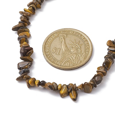 Natural Tiger Eye Chip Beaded Necklace NJEW-JN04615-08-1