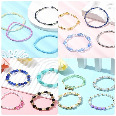 DIY Bohemian Stacked Beads Bracelet Making Findings Kits DIY-YW0011-37-1