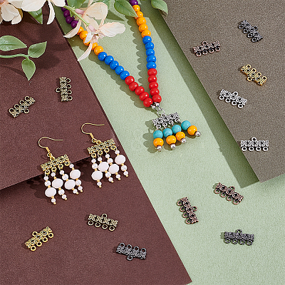 125Pcs 5 Style Tibetan Style Alloy Chandelier Component Links FIND-PH0025-32-1