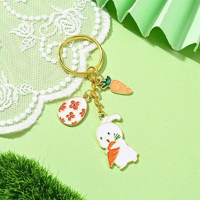Easter Egg & Rabbit & Carrot Alloy Enamel Pendant Keychain KEYC-JKC00580-02-1