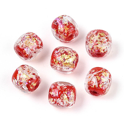Handmade Foil Lampwork Beads Strands FOIL-T008-01D-1