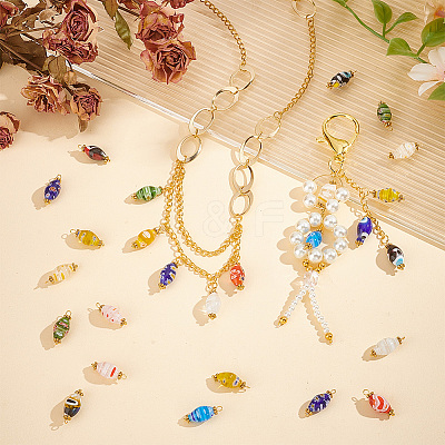 50Pcs Handmade Millefiori Beads Pendants PALLOY-PH0022-35-1