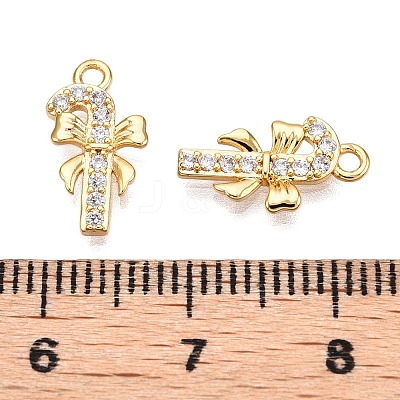 Christmas Theme Brass Micro Pave Clear Cubic Zirconia Charms KK-T073-18G-1