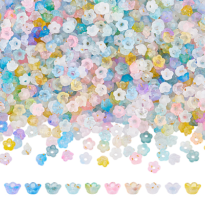 1000Pcs 10 Colors Frosted Transparent Acrylic Beads OACR-UN0001-18-1