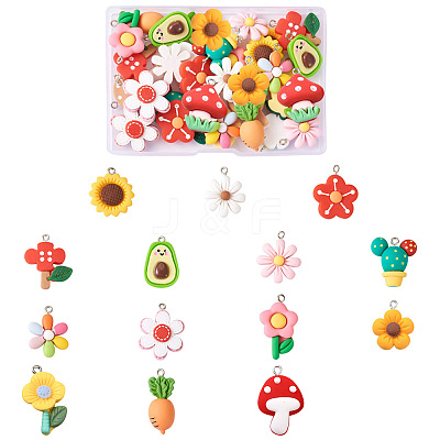 28Pcs 14 Style Resin Pendants RESI-TA0001-41-1