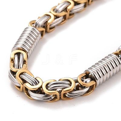 Ion Plating(IP) 304 Stainless Steel Column Links Bracelet with Byzantine Chains for Men BJEW-G649-01G-1