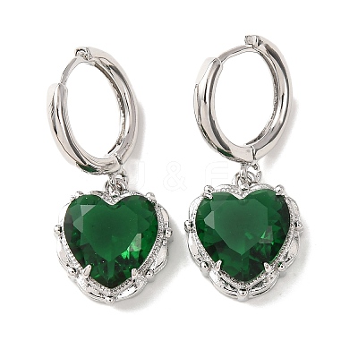 Valentine's Day Heart Brass & Glass Hoop Earrings EJEW-Z164-23P-04-1