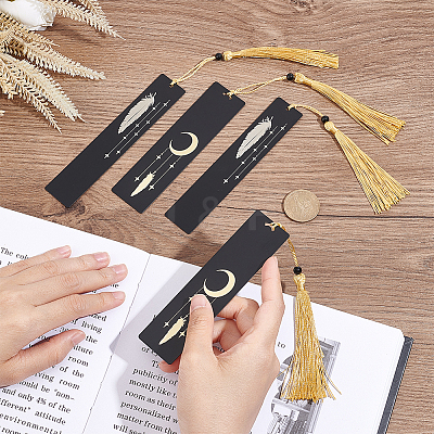 4Pcs 2 Style Brass or Stainless Steel Bookmarks AJEW-PH0004-65-1