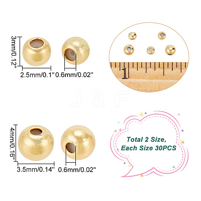 60Pcs 2 Style Brass Beads KK-AR0003-12-1