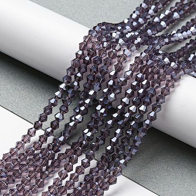 Transparent Electroplate Glass Beads Strands GLAA-F029-2mm-C04-1