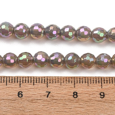 Electroplated Natural Agate Beads Strands G-B191-A07-6mm-03-1