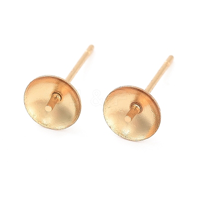 304 Stainless Steel Post Stud Earring Settings For Half Drilled Beads STAS-H558-06G-1