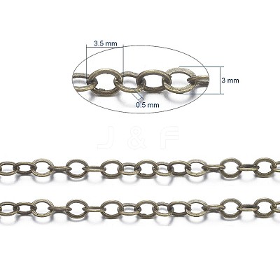 Brass Flat Oval Cable Chains X-CHC025Y-AB-1