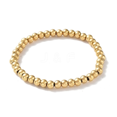 316 Surgical Stainless Steel Round Beaded Stretch Bracelets BJEW-M305-01C-G-1