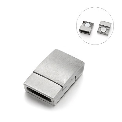 Tarnish Resistant Matte 304 Stainless Steel Rectangle Magnetic Clasps with Glue-in Ends STAS-E089-41A-1