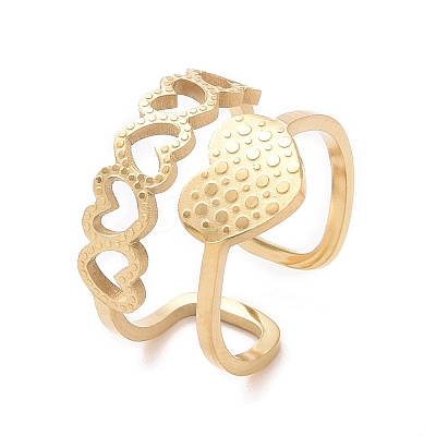 Stainless Steel Heart Open Cuff Rings for Women KK-A181-VF531-1