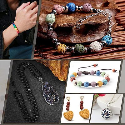 Synthetic Lava Rock Beads Strands G-S277-6mm-01-1