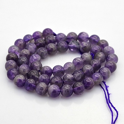 Natural Amethyst Round Beads Strands G-N0120-11A-8mm-1