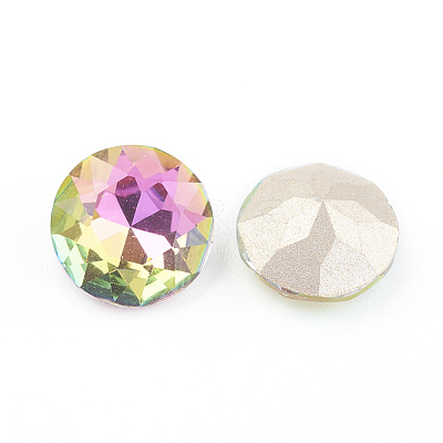 Pointed Back & Back Plated Glass Rhinestone Cabochons RGLA-J012-10mm-001VR-1