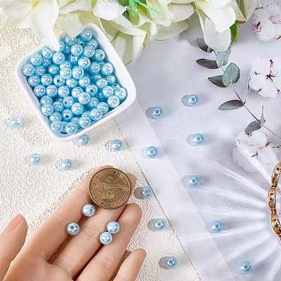Spray Painted ABS Plastic Imitation Pearl Beads OACR-PA0001-38B-02-1