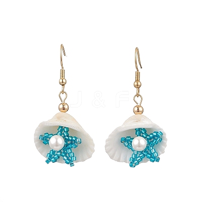 Shell Shape 304 Stainless Steel Dangle Earrings EJEW-MZ00376-1