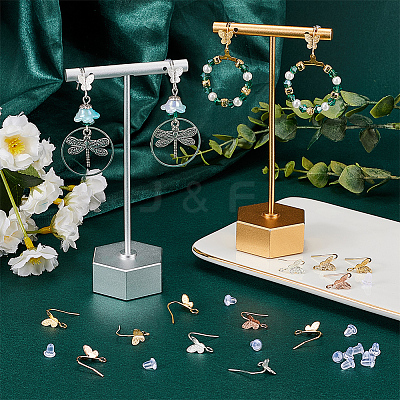 40Pcs 4 Colors Brass Butterfly Earring Hooks KK-SC0005-54-1
